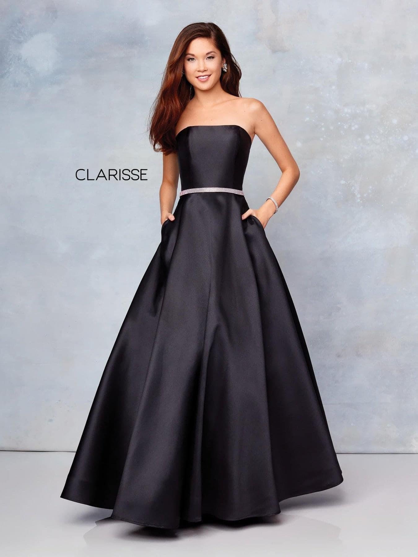 Size 20 Strapless A-line gown with an embellished belt by Clarisse